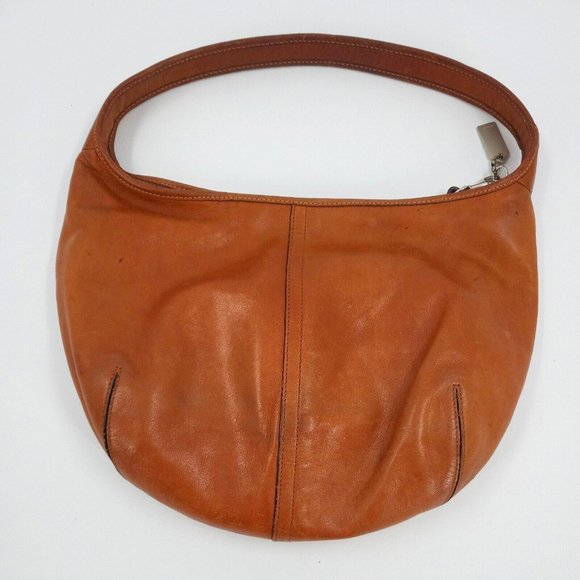 Coach Bags Vintage Coach Bag Purse 9226 Tan Leather Zip Round Hobo